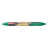 Noir Rose jaune sur stylo vert (Dos)