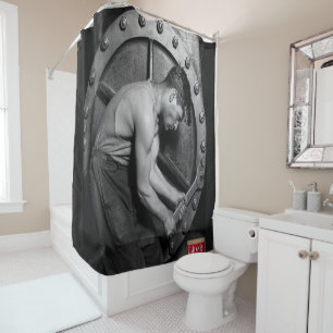 noir rouge amour mécanique rideau de douche