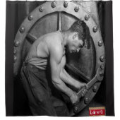 noir rouge amour mécanique rideau de douche (Devant)