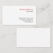 Noir Rouge Blanc Professionnel Simple Carte de vis (Devant / Derrière)