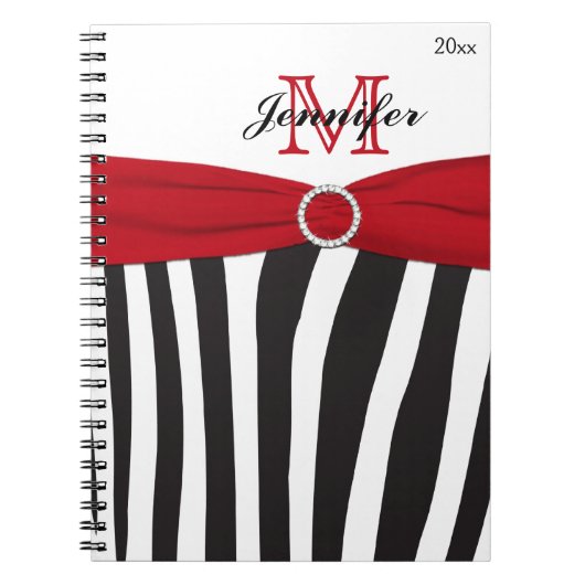 Noir Rouge Blanc Zèbre Carnet rayé (Devant)