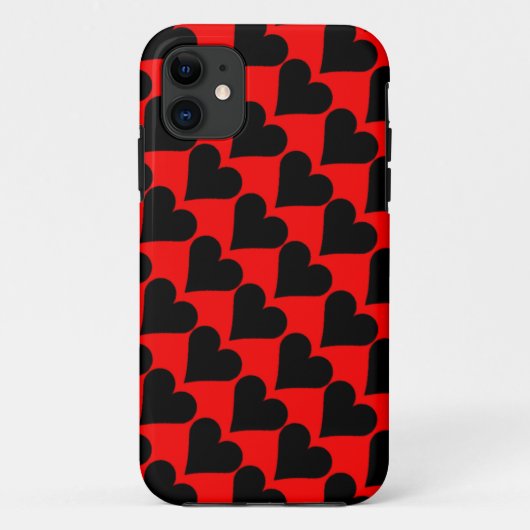 Noir rouge coeur coque (Dos)