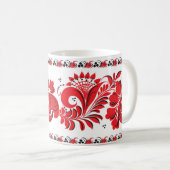 Noir rouge de tasse nationale russe de motif (Devant droit)