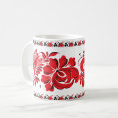 Noir rouge de tasse nationale russe de motif (Devant gauche)