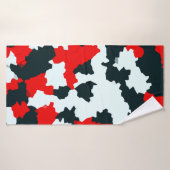 Noir rouge et blanc irrégulier Abstrait (Serviette de bain)