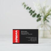 Noir rouge rayé Carte de visite sportif (Debout devant)