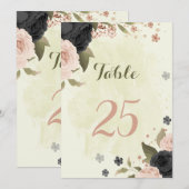 noir roux rose fleurs table numéro carte (Devant / Derrière)
