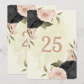 noir roux rose fleurs table numéro carte (Devant / Derrière)