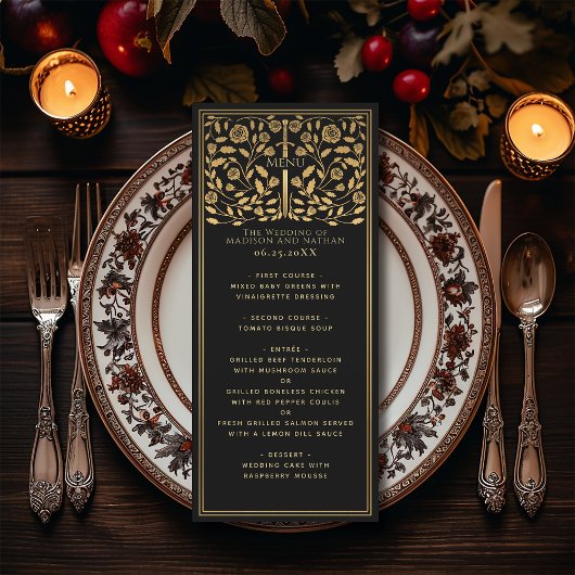 Noir Royal Médiéval Mariage d'épée plat menu