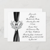 Noir Ruban Silver Swan Bachelorette Invitation (Devant / Derrière)
