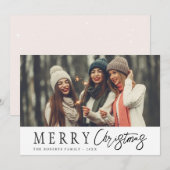 noir script heureux carte de vacances de noël (Devant / Derrière)