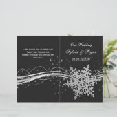 noir Silver Snowflakes programmes de mariage pliés (Debout devant)