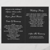 noir Silver Snowflakes programmes de mariage pliés (Dos)