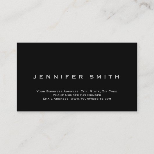 Noir simple Carte de visite taille standard (Devant)