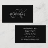 Noir simple : Cartes de visite de monogramme (Devant / Derrière)
