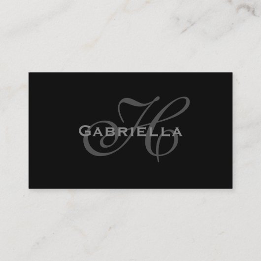 Noir simple : Cartes de visite de monogramme (Devant)