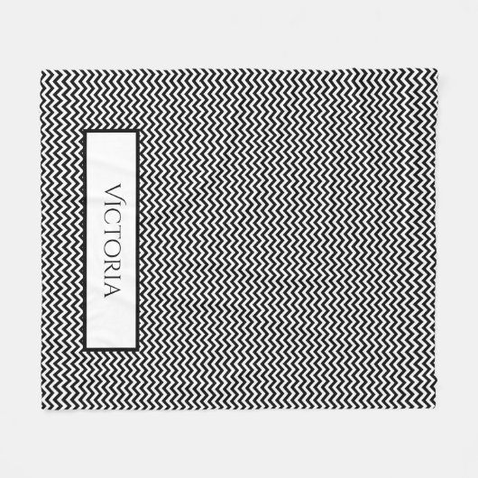 Noir simple Chevron Couverture en polaire personna (Devant (Horizontal))