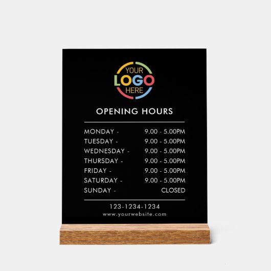 Noir simple moderne | Heures d'ouverture du logo d (Recto)