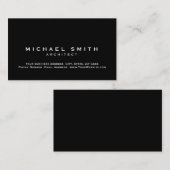 Noir Simple Plat Standard Carte de visite moderne (Devant / Derrière)