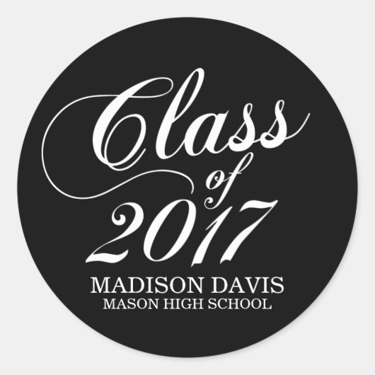 Noir solide moderne | Stickers Graduation (Devant)