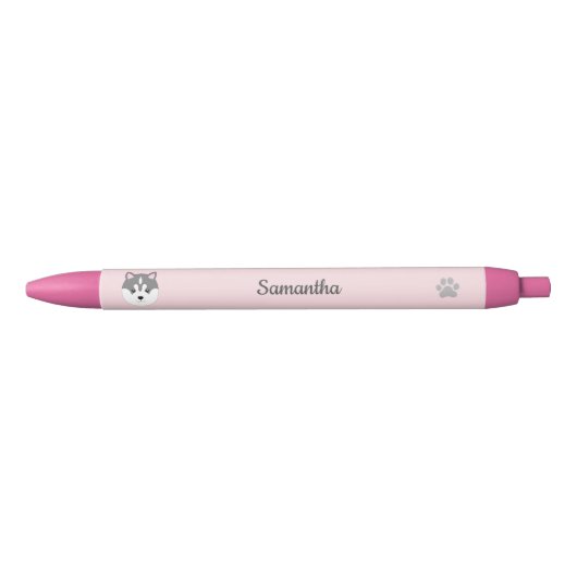 Noir Stylo à chien rose personnalisé (Devant)