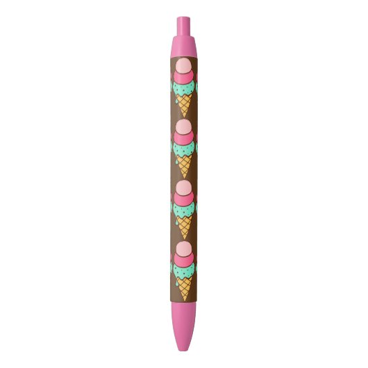 Noir Stylo à écrire mignon cône de glace (devant Vertical)