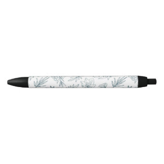 Noir Stylo à encre noire avec motif floral et garniture