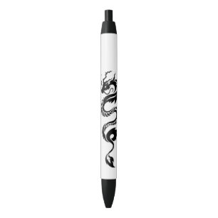 Noir Stylo à encre noire graphique du dragon japonais t