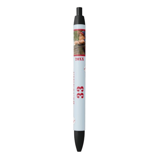 Noir Stylo à encre personnalisé avec nom Numéro Photo p (devant Vertical)
