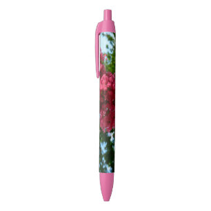 Noir Stylo à fleurs de coeur rose