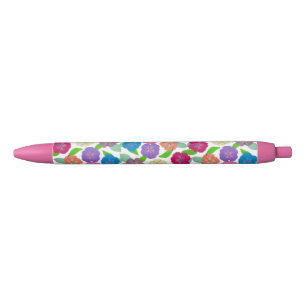 Noir Stylo à fleurs de géranium