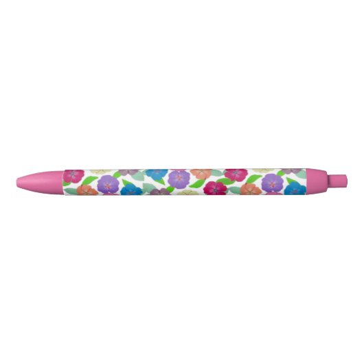 Noir Stylo à fleurs de géranium (Devant)