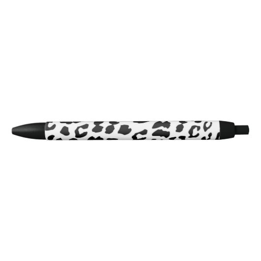 Noir Stylo à garniture noire - Imprimé léopard - Encre (Devant)