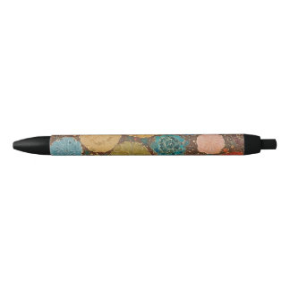 Noir Stylo à motif mosaïque floral terreux