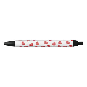 Noir Stylo à motifs coeur rouge