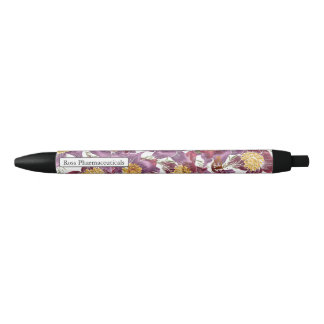 Noir Stylo à papillons rose pourpre personnalisé