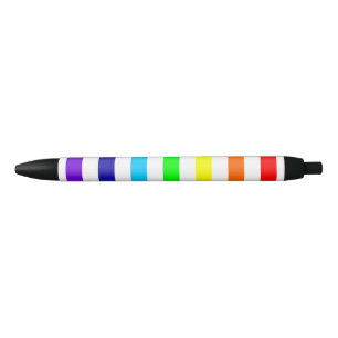 Noir Stylo à rayures arc-en-ciel blanc