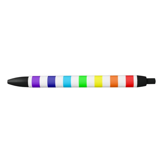 Noir Stylo à rayures arc-en-ciel blanc (Devant)