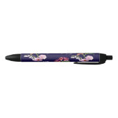 Noir Stylo Bleu Floral avec Nom (Bas)