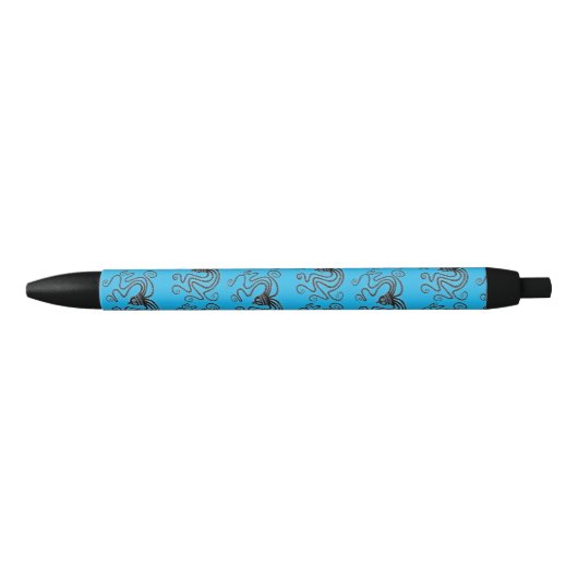 Noir Stylo bleu octopus inspiré de la Grèce mycénienne (Devant)