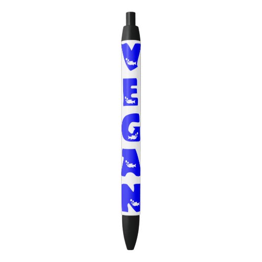 Noir Stylo bleu végétalien de logo de poissons (devant Vertical)