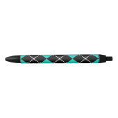 Noir Stylo Cadeau Rétro Cool Argyle Turquoise (Devant)