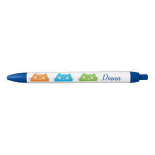 Noir Stylo chat personnalisé Cadeau école Nom mignon
