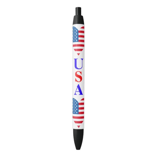 Noir Stylo Coeur Drapeau Usa (devant Vertical)