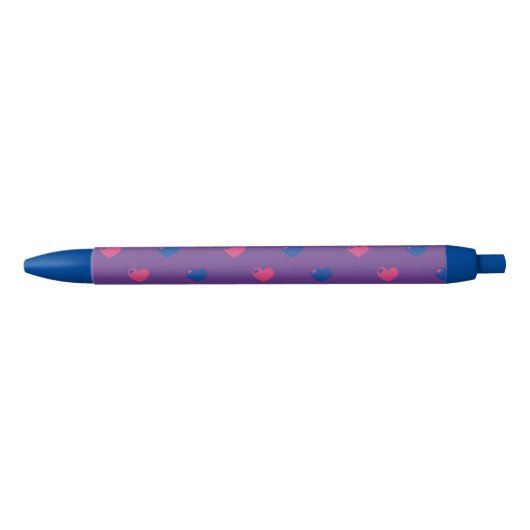 Noir Stylo coeurs de fierté bisexuelle (Devant)