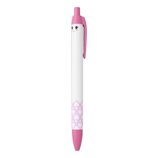 Noir Stylo coeurs roses Kawaii (Bas (Vertical))