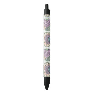 Noir Stylo d'art de gribouillis coeur et fleurs.