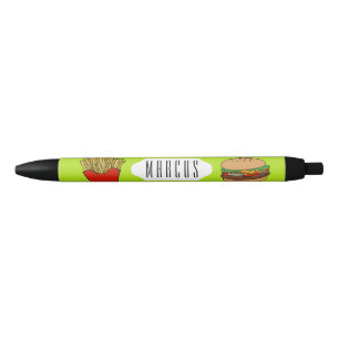 Noir Stylo de coutume d'hamburger et de pommes frites