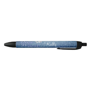 Noir Stylo de denim et de diamants