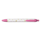 Noir Stylo de Flamant rose Tropical Personnalisé (Dos)